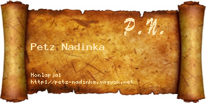 Petz Nadinka névjegykártya